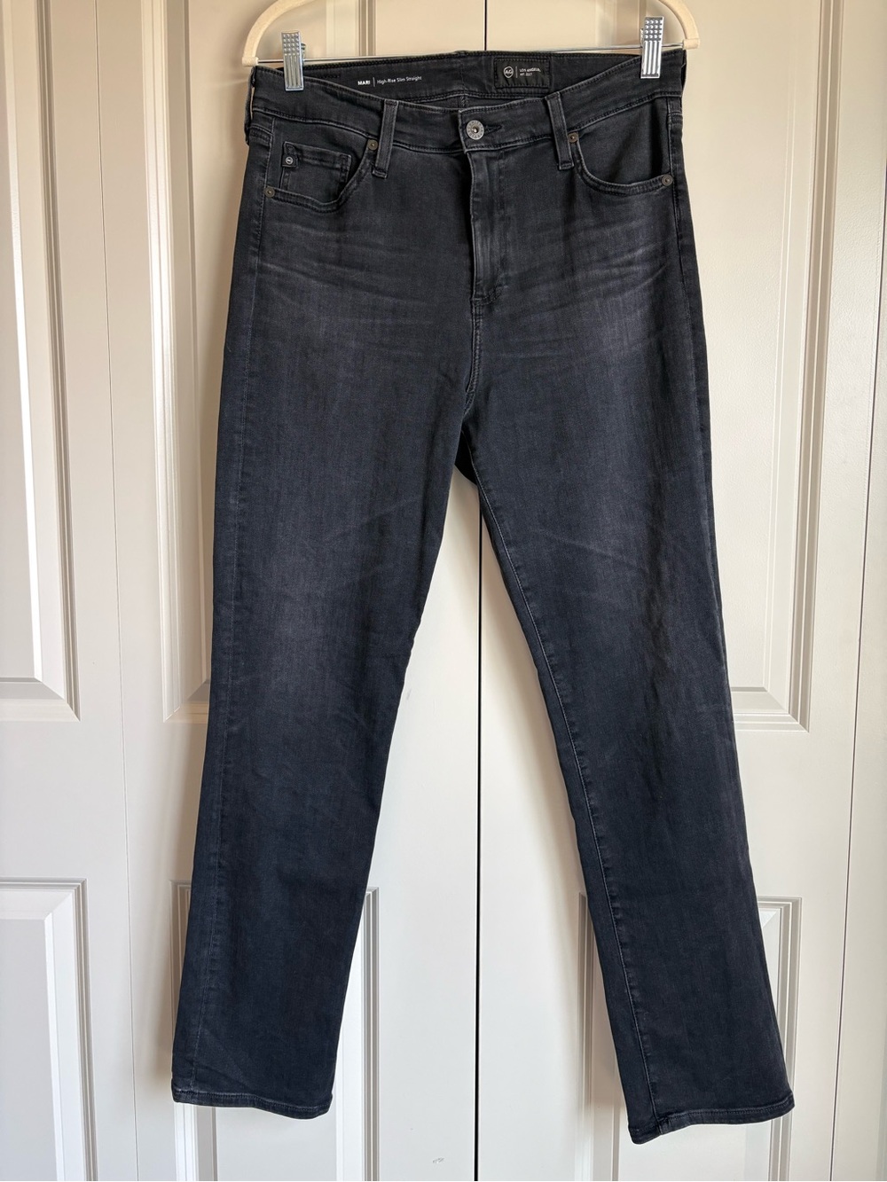 AG Adriano Goldschmied Mari Slim Straight Black Jeans Elevated Basic Size 31 - Picture 1 of 10